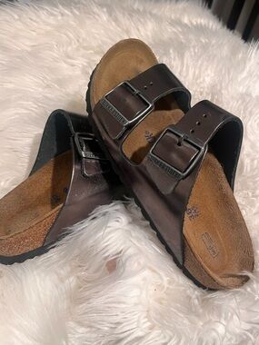 Birkenstock Arizona Bronze Leather Double Buckle Sandals
